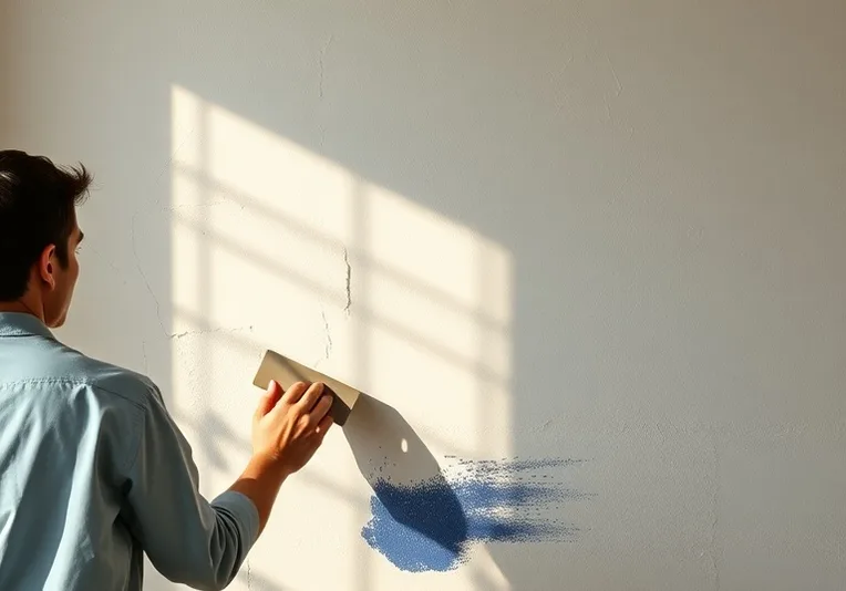 Application d'un enduit décoratif à la lisseuse sur un mur